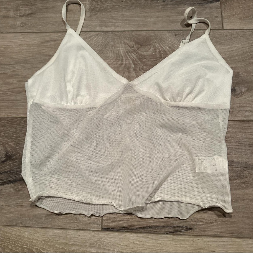 SHEIN White Mesh Cami Top